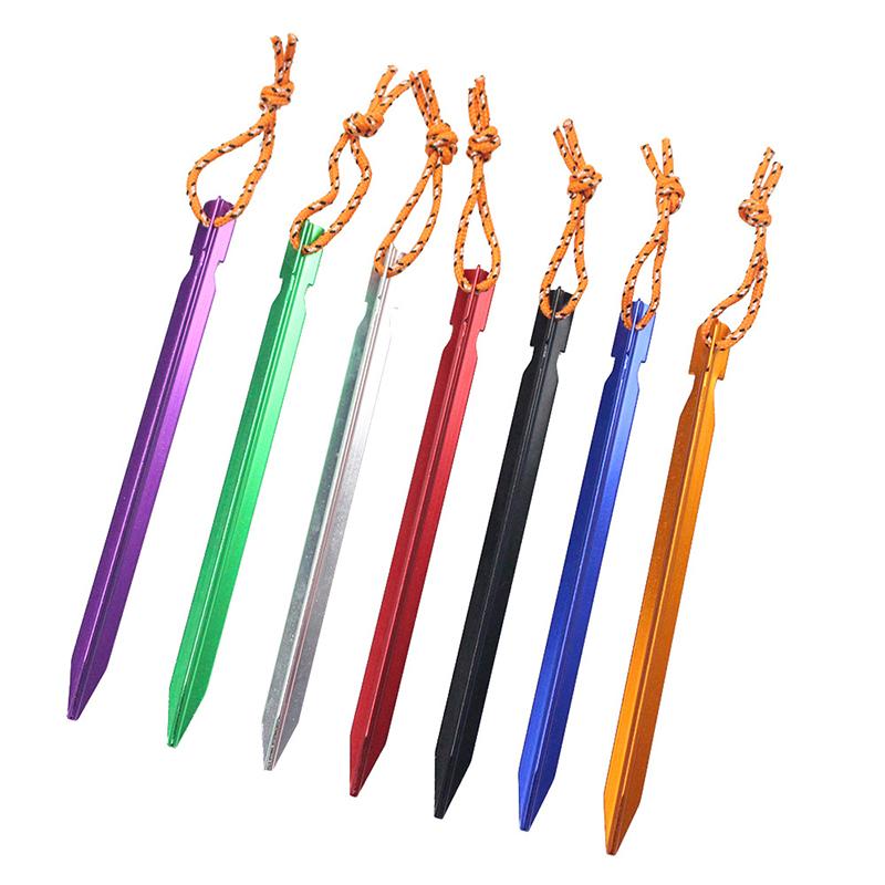 18cm Aluminum Tent Pegs with Reflective Rope Durable Lightweight Tent Stakes for Camping Hiking Accessories