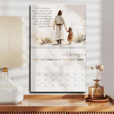 2025 Jesus Wall Calendar Religious Artwork Wall Calendar Bible Verses Hanging Monthly Calendar for Christ Lovers