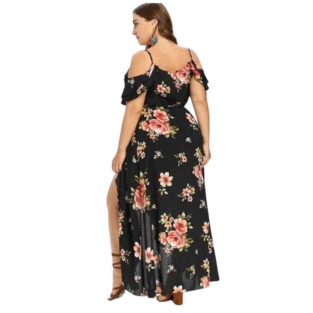 Sommerkleid in großer Größe für Damen Übergröße Strandurlaub Sexy Camisole Geblümter Rock Übergroß Böhmisch Lässig Mini-Kleid