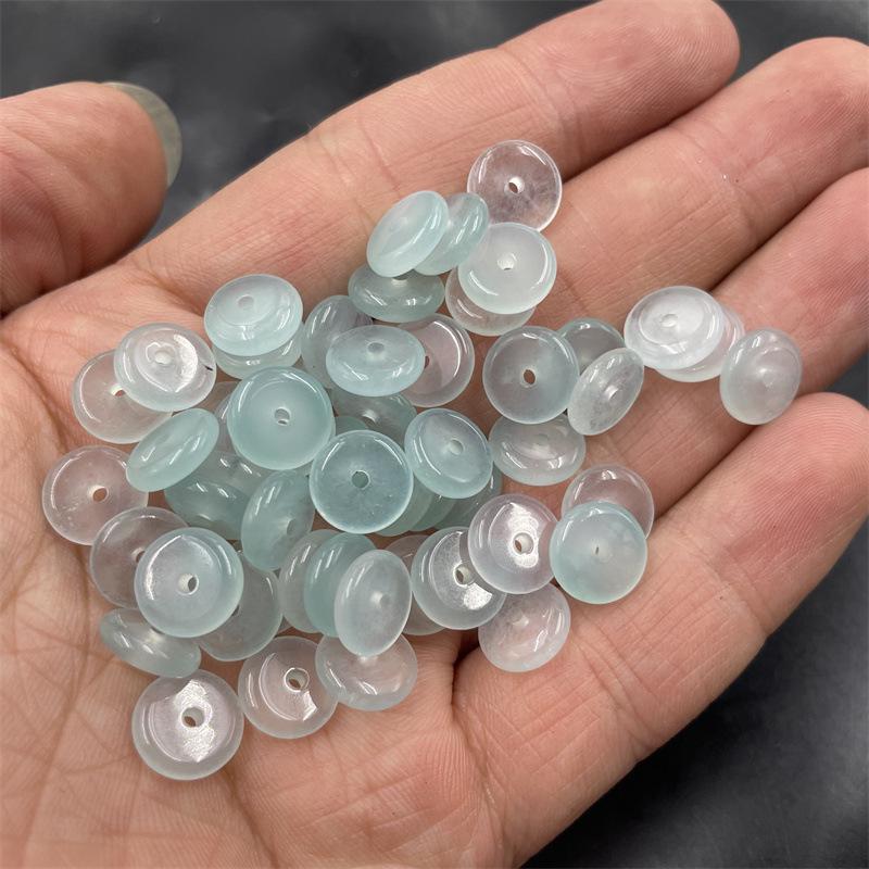 10mm Bashan Green Jade Spacer Beads - DIY Jewelry Accessories, Safety Buckle Loose Beads
