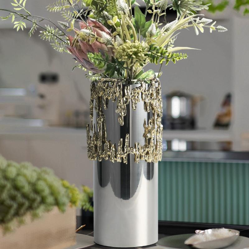 Stainless Steel Flower Vase Mirror Abstract Art Vase Simple Modern Pretty Plant Flower Bottles Home Decorative Vases Ornaments