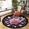 1pc Rose Floral Round Chair mat Area Rug - Non-Slip, Floor Mat for Office, Bedroom, and Indoor Decor -1002207