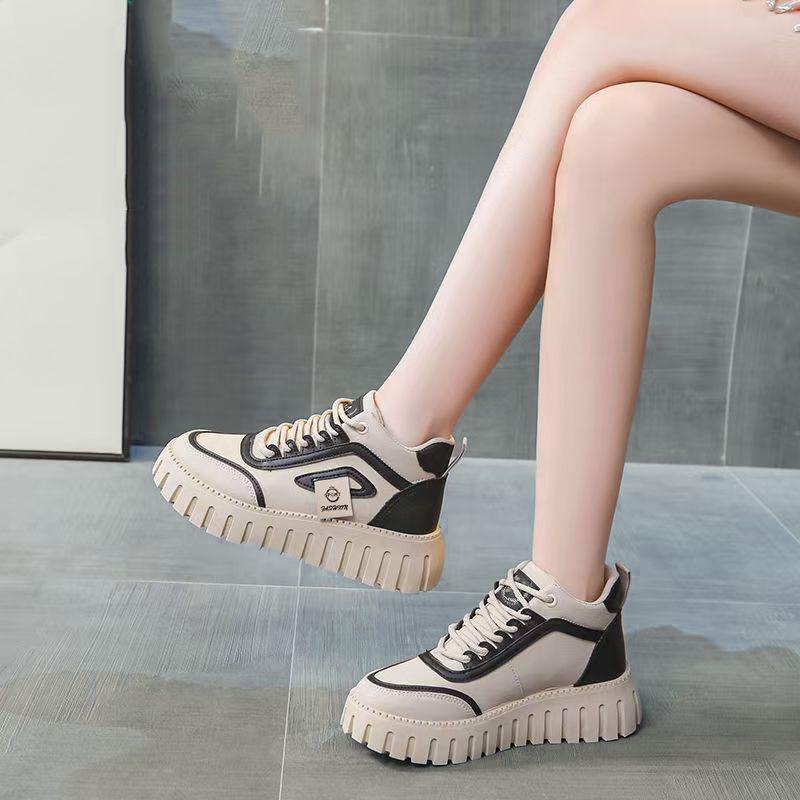 Autumn Fashion Trendy High-top Shoes Women's Shoes Thick-soled Lightweight Shoes Casual Comfortable Breathable Trendy Paired with Canvas Shoes