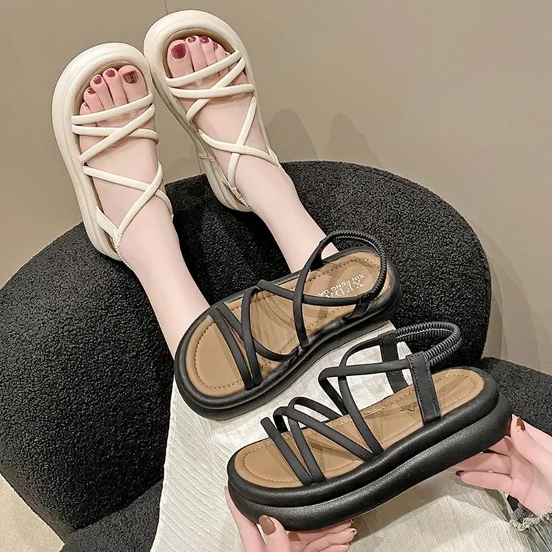 Fashion Summer Flats Platform Women Sandal Shoes New Trend Open Toe Dress Shoes 2025 Designer Casual Walking Shoes Shallow Zapatos Mujer