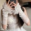 Japanese Lolita Jk Lace Fingerless Gloves Black White Fashion Gothic Fake Sleeves Elastic Long Lace Arm Sleeves Party Decoration