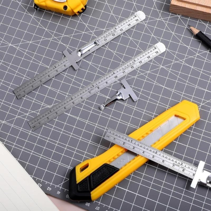 6Inch 15cm Metric Scale Ruler Pocket Ruler with Detachable Clip Precisions Pocket Ruler for School Engineer A0KF