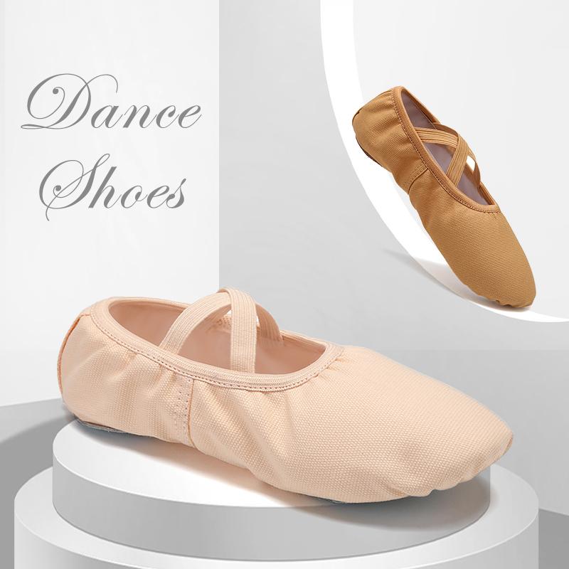Children Girls Adults Ballet Flat Bottomed Dance Shoe Breath Canvas Soft Soled Practice Dance Shoes