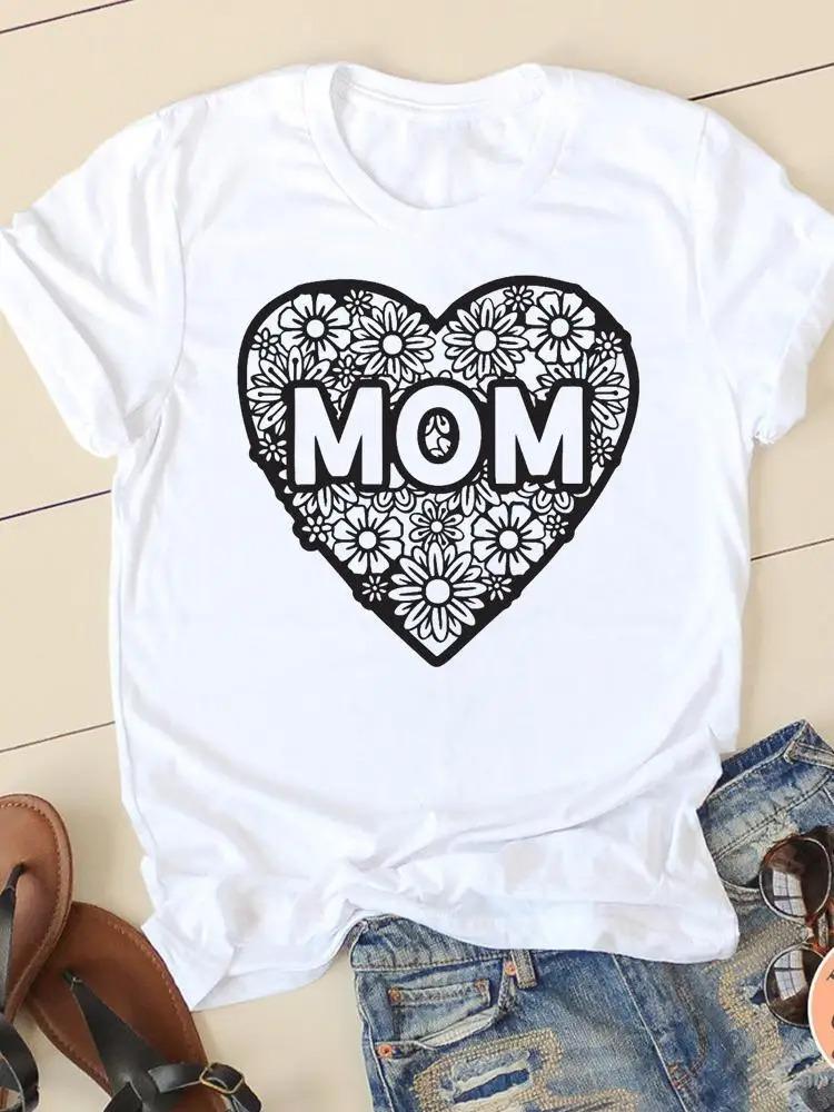 ZX TEE Sweet Love Mother Mama Mom Streetwear Fashion Girls T-Shirts Harajuku Clothes Short Sleeve Summer Tees Casual Female O-Neck Tops