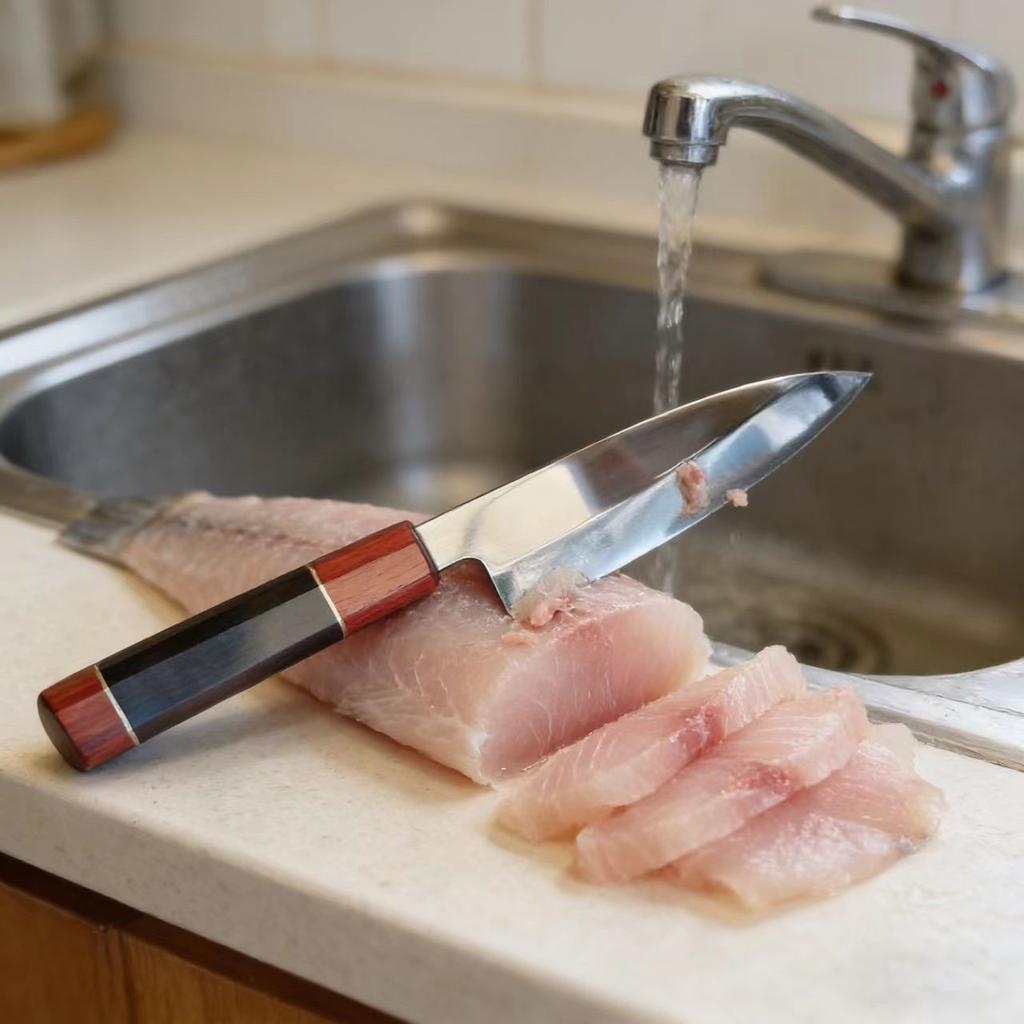 8.3 Inch Deba Knife Single-edged Blade VG10 Steel Chef Slicing Sushi Cleaver Sashimi Chopper Handmade Kitchen Knife Wood Handle