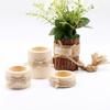 Cylindrical Wooden Candlestick with Floral Potted Plant, Modern Minimalist Style