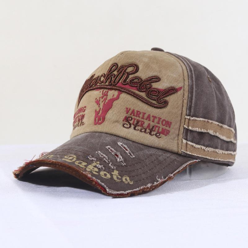 Vintage Color Contrast Washed Distresseded Sun Hat Air Permeable Adjustable Dad Hats For Women Men Embroidery Baseball Cap