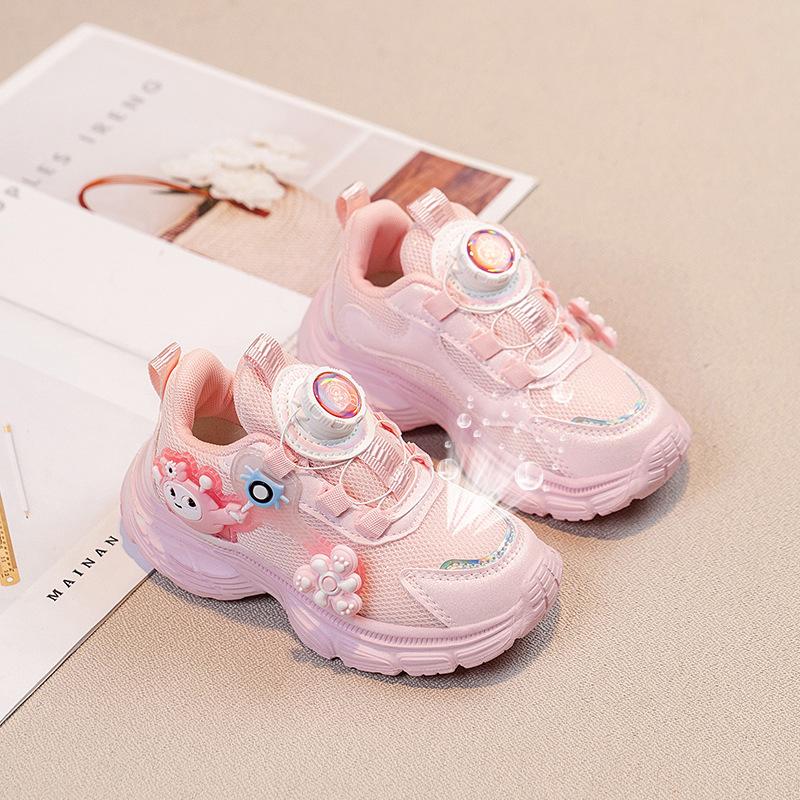 Children's Lamp Shoes Soft-soled Mesh Dad Shoes 2025 Spring and Autumn Girls Sports Shoes Primary School Running Shoes