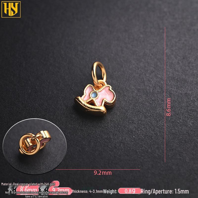 Gold-Plated Enamel Rocking Horse Pendant Bead Accessory