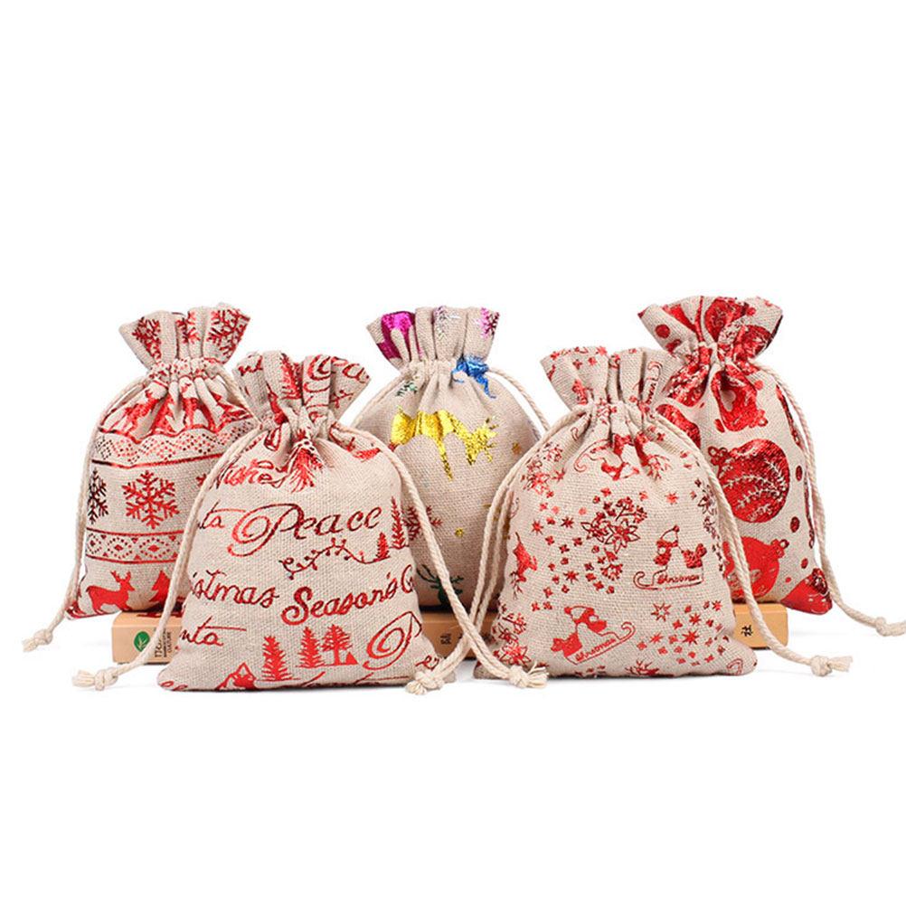 50 Pcs Advent Calendar Bag Christmas Hanging Gift Pouch Storage Portable Reusable Linen Drawstring Festive Decor