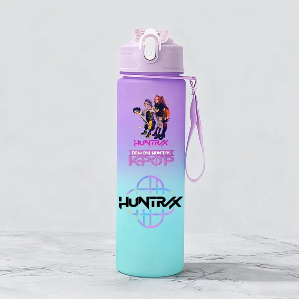 Demon Hunter Plastic Water Cup Rumi Mira Zoey Drinking Bottle Hunters Gourde Cups Warriors Gourd KPOP HUNTRX 750ml k pop Kid Friendly Entertaining 2