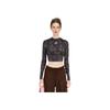 X Stella McCartney Training Langarm-Crop Top Bedruckt Anthrazit/Schwarz Damen Tops Grau JW4567