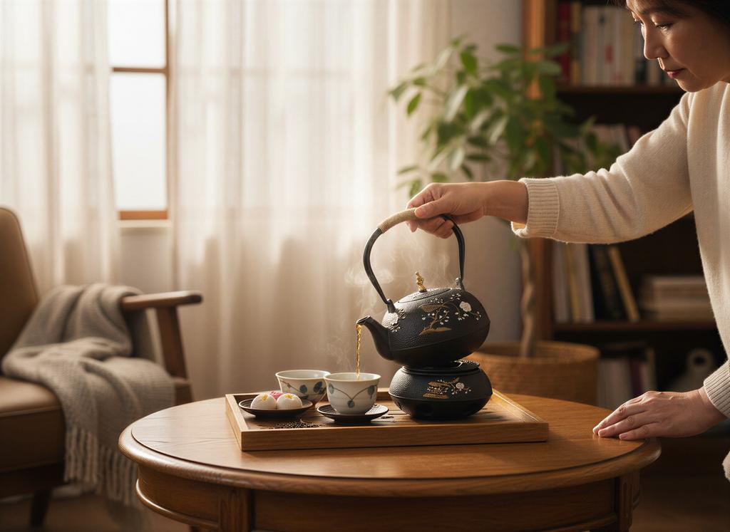Cast Iron Kettle 1L + Infuser, Strainer For Tea And Herbs + Heater