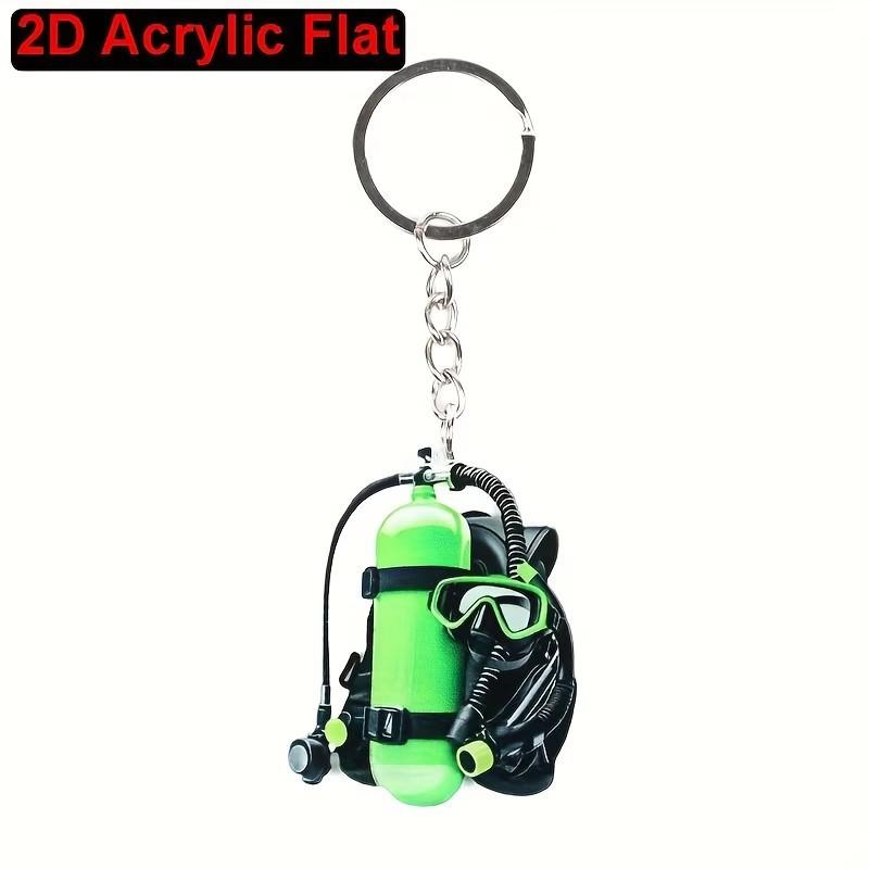 2D Acrylic Diving Tank Keychain Clear Print Non-Fading Multiple Color Choices for Diving Club Souvenir Key Holder Decor 5