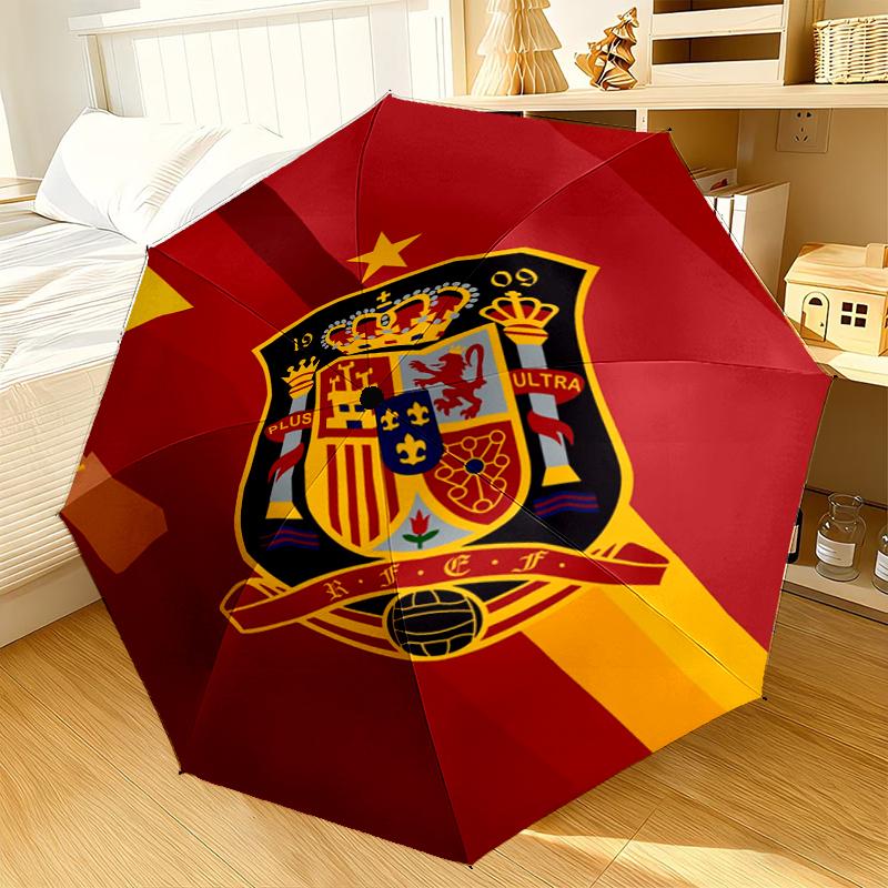 Spain Football Crest Umbrella 8-Frame for Travel, camping, Casual Lightweight Portable Umbrella, Essential for every family Holidays Gift