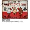 Barn And Coop Wall Art Fluffy Butt Hut Farm Sign, Vintage Chicken Metal Outdoor Sign Weatherproof Rustic Art, for Kitchen Backyard Farmhouse