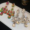 Exaggerated Inlaid Rhinestone Earrings for Women Fashion Temperament Drop Earring Personality Light Luxury Wedding Zircon Gift