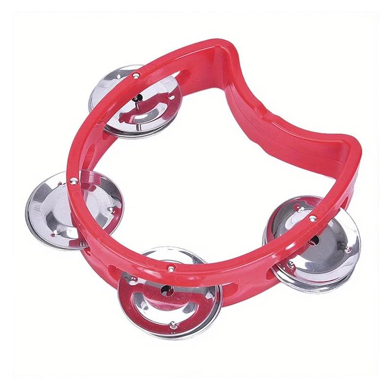 1Pc Plastic Percussion Tambourine For Adults Hand Tambourine Musical Instrument 4 Bells On Abs Tambourine Musical Rhythm Instrum