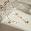 Summer Starfish Pendant Stainless Steel Stylish Necklace for Girl Cute Gold Color Waterproof Chic Zircon Party Gift