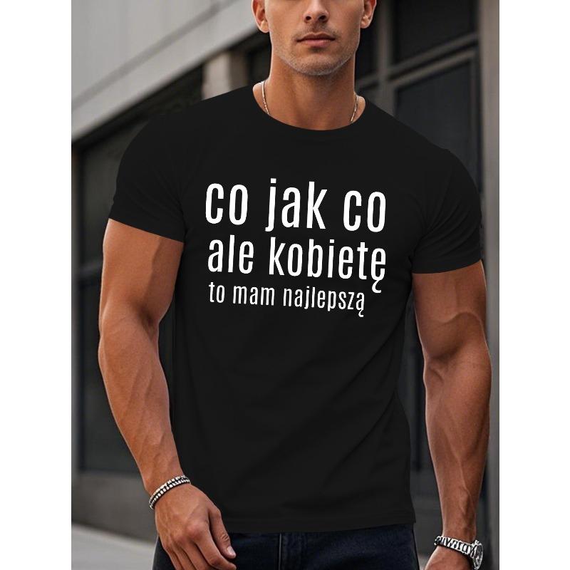 

Humorous Polish Oversized, Cool, Casual, and Fashionable Short Sleeve T-Shirt for Men - Summer Top Oversized, Cool, Casual, and Fashionable 4XL чорний