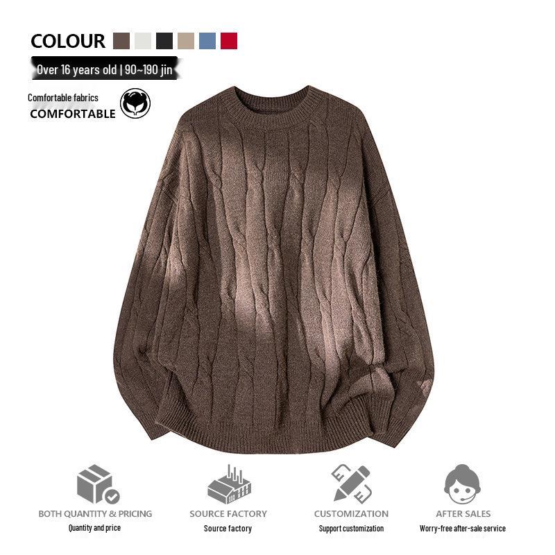 2026 Jugend Japanischer Stil Grobstrick Lockerer Pullover für Herren - Herbst/Winter Langarm Rundhals Trendige Partner Strickware