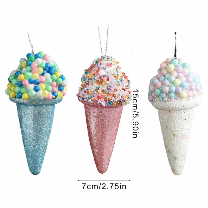 Sequins Ice Cream Pendant Christmas Hanging Ornament for Christmas Tree Wreath Tiered Tray Window Wrapping Decoration