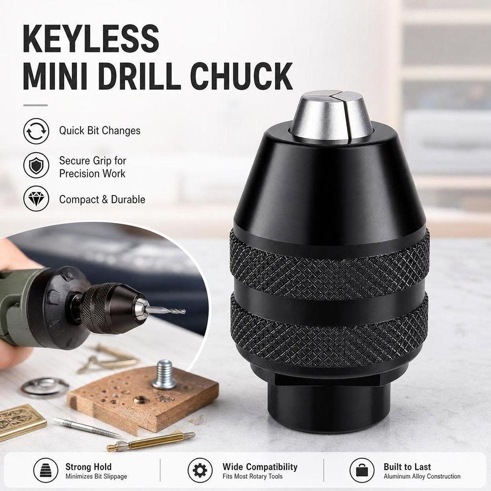 Alloy Keyless Drill Chuck Rotary Tool Accessories for Engraving Carving Polishing and Woodworking