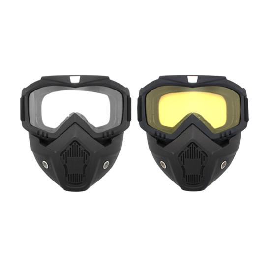 2Pcs Outdoor Cycling Goggles with Detachable Face Guard UV Protection Windproof Men Skiing Snowboarding Motorcycle Bike Sports Glasses