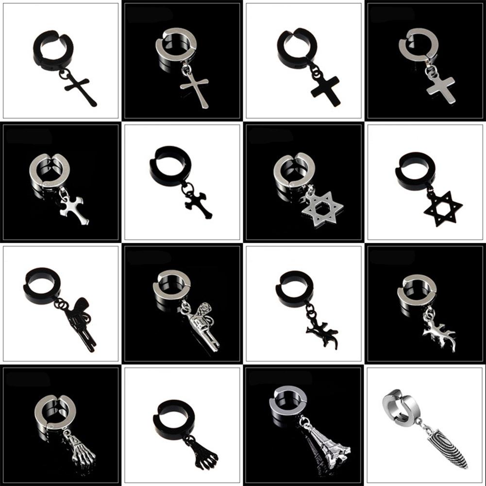 Fashion Rock Style Hypoallergenic Cross Shaped Titanium Steel Ear Clip Accessories