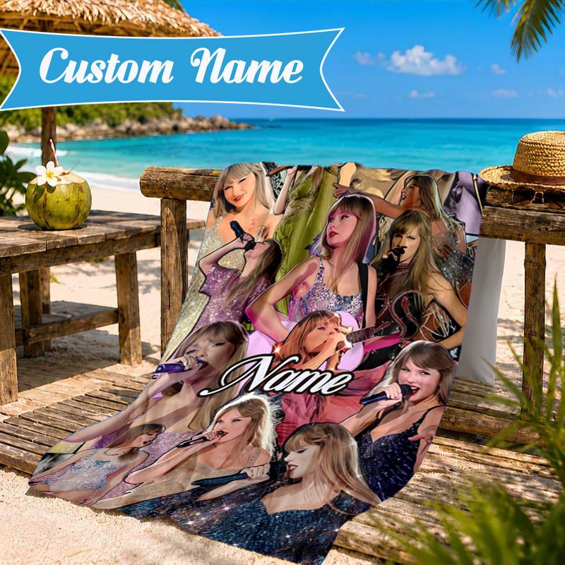 Custom Name Beach Towel Taylor Top singer Microfiber Beach Towel, Lightweight for Summer Travel, Swimming Pool Fan Birthday Gift