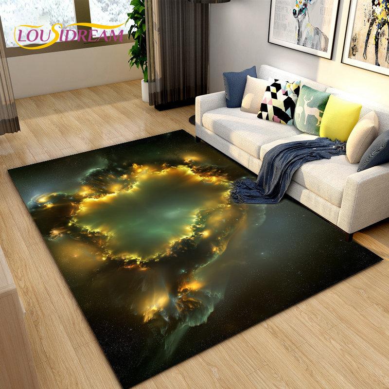 Tappeto Area Stelle Spazio Universo Galassia, Tappeto per Soggiorno Decorazione Camera dei Bambini, Tappetino Antiscivolo per Gioco e Gattonamento Bambini