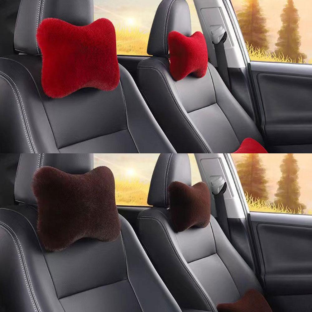 Winter-Nackenstützenkissen für Autositze, Plüsch, Auto-Kopfstütze, Plüschkissen, Wärme und Komfort, universelles Lendenkissen-Stützzubehör