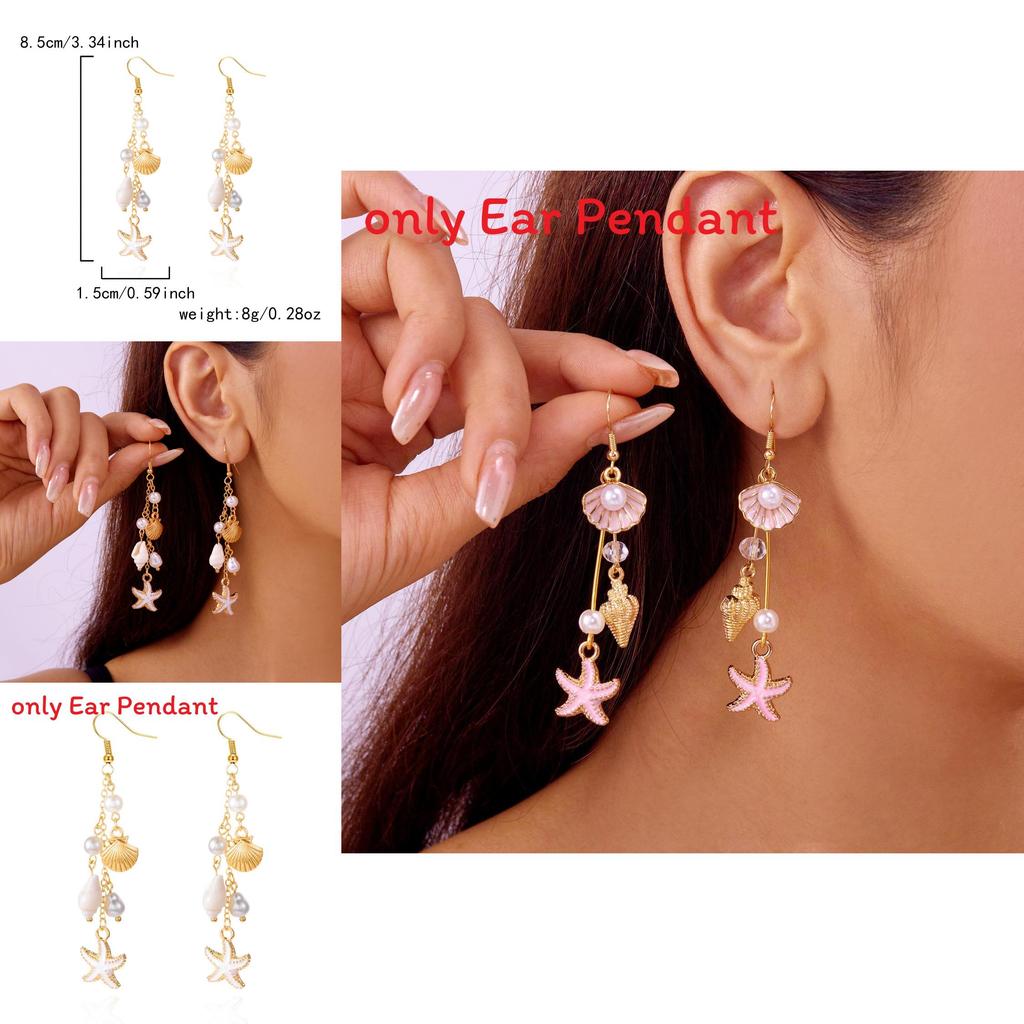 Pearl Shell Geometric Earrings With Electroplated Finish For Summer Beach Fashion