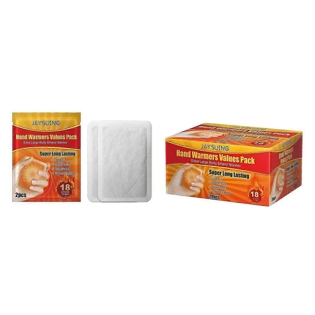 20Pcs Self-Heating Hand Warmers - Lasts 10 Hours, Portable, Quick Warm-Up for Outdoor & Pain Relief