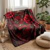 Red Rose with Jeweled Butterflies Theme Blanket Lightweight Warm Flannel Blanket Decorative Throw Blanket for Home Decoration