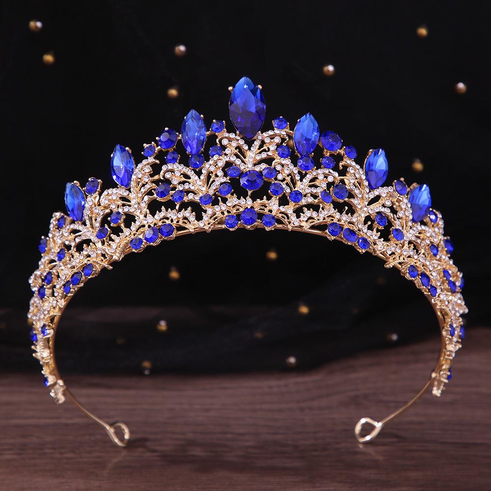 DIEZI Elegant Korean Pink Crystal Crown For Women Girls Wedding Vintage Bride Queen Bridal Tiaras Hair Accessories Headbands