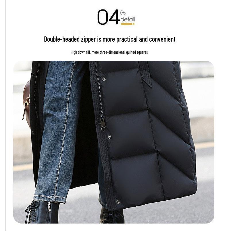 Women's 2025 Fashionable Long White Duck Down Puffer Coat - Chic, Waist-Slimming, Over-the-Knee, Extra Long Winter Style