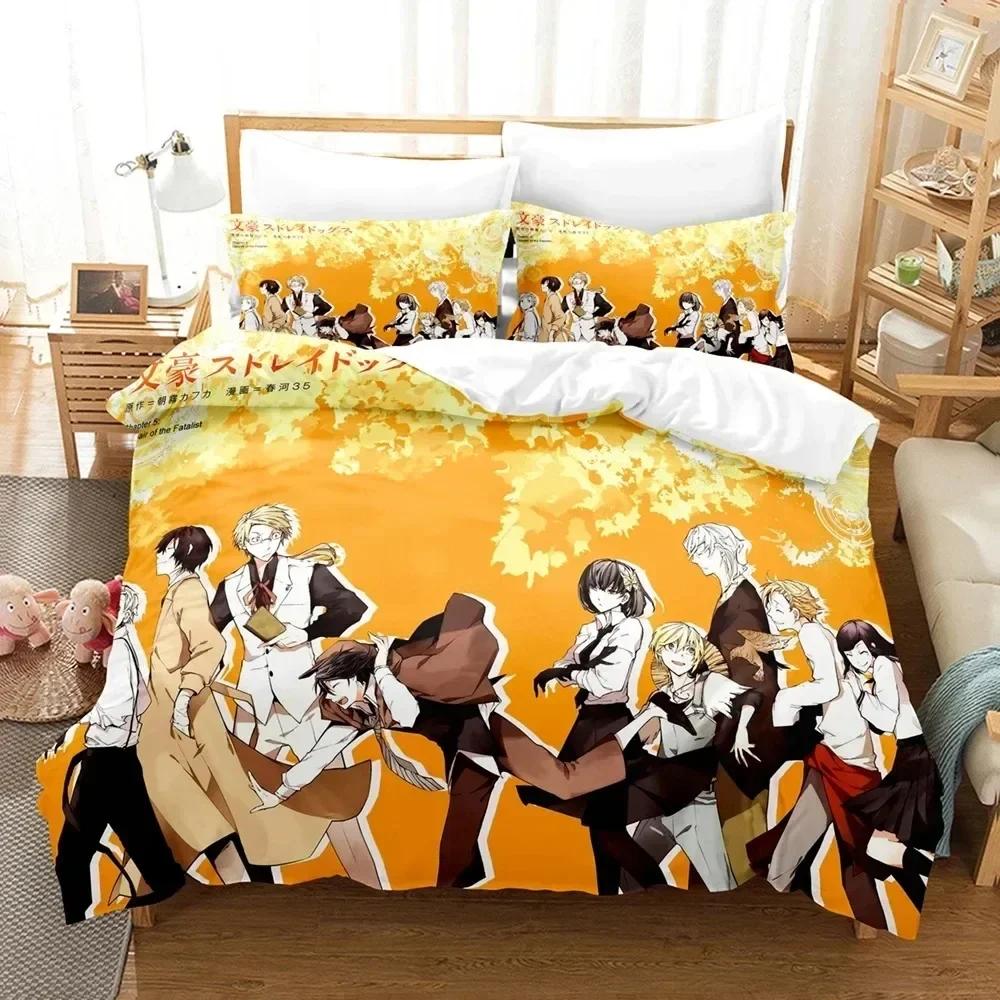 

3D Anime Bungo Stray Dogs Bedding Set Duvet Cover Sheet Printed Bed Set Pillowcase Bed Full Queen King Size Comforter Bedroom 135x200cm