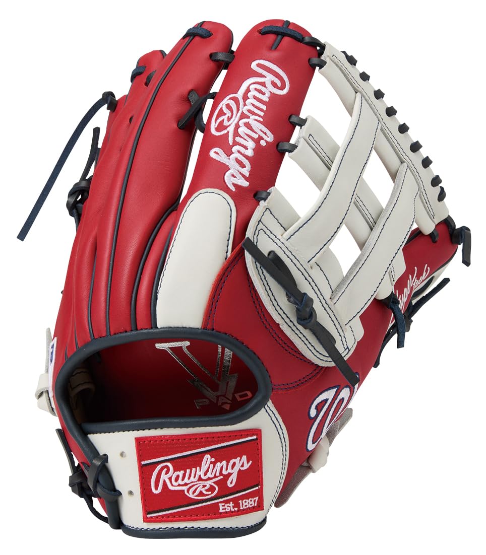 Бейсбольная перчатка Rawlings HYPER TECH MLB TEAM для питчера, софтбола, аутфилдера, GR5HTMY719, Nationals, 12,75 дюйма, для левой руки