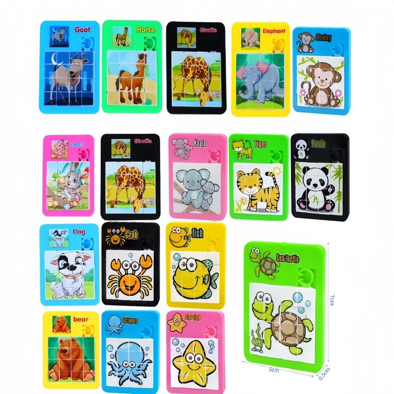 10Pcs Fun Cartoon Jigsaw Animal Puzzles Game Kids Educational Toy Birthday Party Guest Treat Gift Favors Pinata Filler Prize