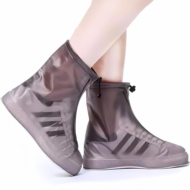 Mid-Length Waterproof Non-Slip, Thick Rain Shoe Covers for Men & Women with Zipper - PVC, Wear-Resistant.