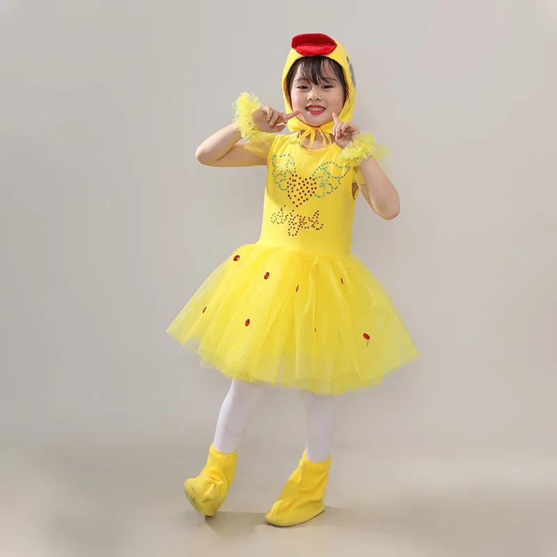 New Children Kids Adult Halloween Duck Chicken Chick Costume Skirt Tutu Yellow Bodysuit Outfit Dance Performance