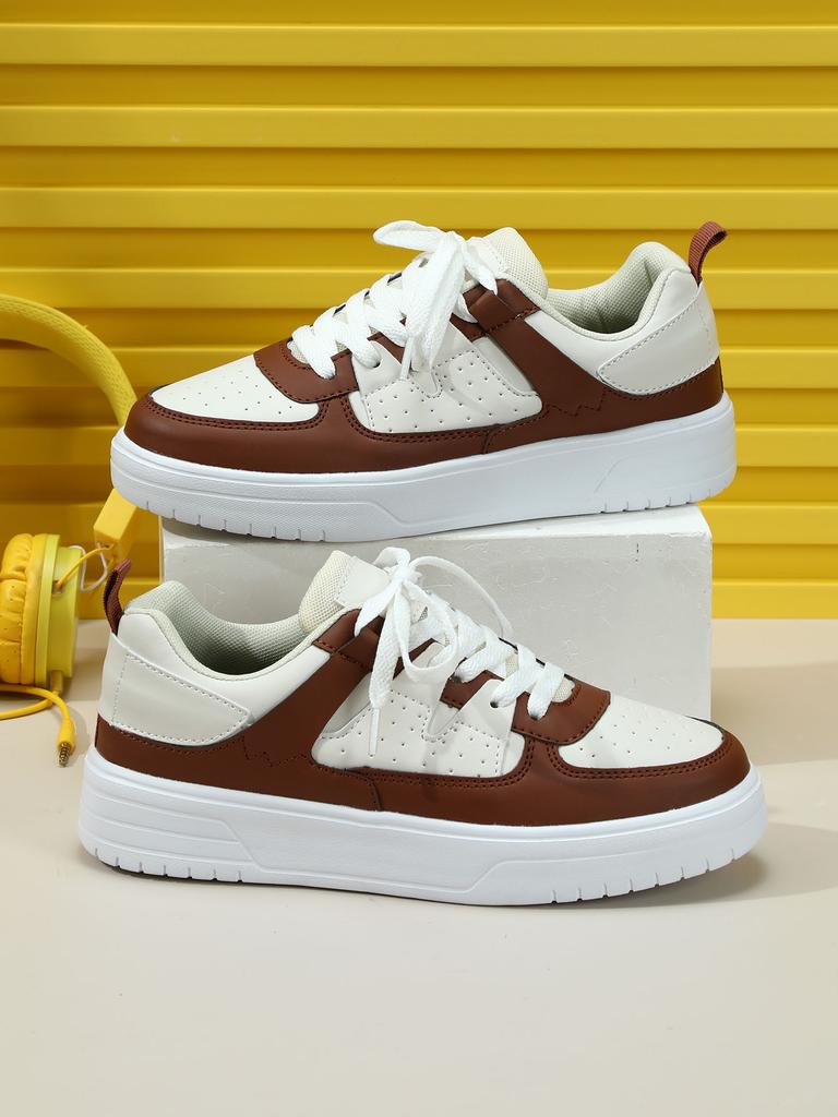 MCTIN Kadın rahat ayakkabılar nefes alabilen platform spor ayakkabı çiftler kaymaz deri kaykay ayakkabı