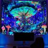 Blacklight Reactive Mushroom Waterfall Wall Tapestry Trippy Psychedelic Wall Hanging Neon Aesthetic Bedroom Decor