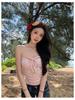 Růžový květinový šněrovací bandeau top - Dámský jarní/letní zeštíhlující top bez rukávů