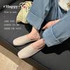 Soft To Fried~ Fashion Soft Leather Li Pattern Soft Leather Square Head One Pedal Flat Shoes Muller Row Slippers Women's Half Drag